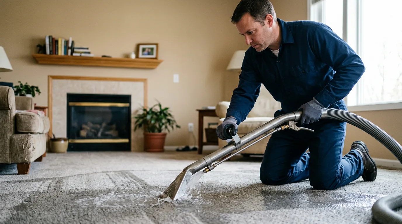 Water damage restoration technician working near Fairbanks, AK
